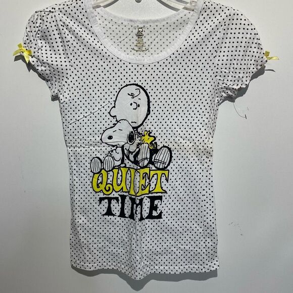 Peanuts Women's Multicolor Charlie Brown Snoopy Quiet Time T-Shirt Small NWOT - Picture 1 of 8